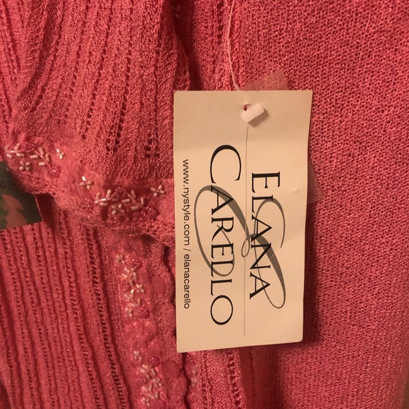 🎁✈️😊Darling, Hot Pink, Beaded Accent, Cardigan, by Elana Carello, NWT - Picture 9 of 11